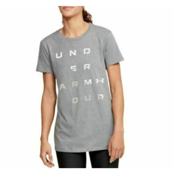 Under Armour Women's Logo Print Short Sleeve T-Shirt Top Medium Grey XS, $25 NWT - Picture 1 of 3